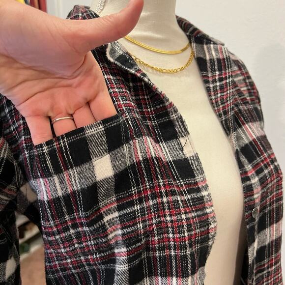 Woolrich Black & Red Cotton Checkered Plaid Print Button Front Long Sleeve Shirt - Picture 6 of 12